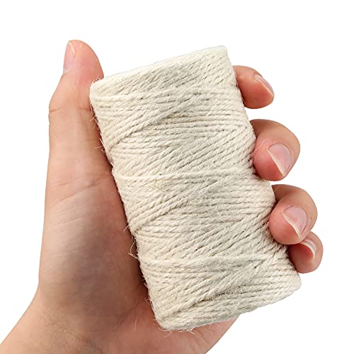 Image of KINGLAKE Natural Jute Twine - 328 Feet, Arts & Crafts, Christmas, Durable Packing String, Beige
