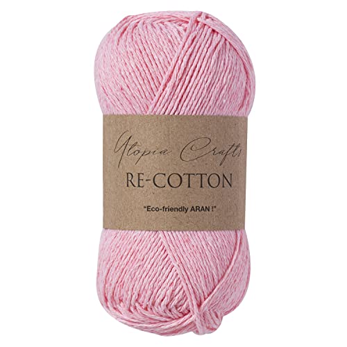 Utopia Crafts Re-Cotton Knitting Yarn, 100g (Light Pink), 5060967569236