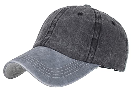 Image of SwooK Classic Unisex Baseball Cap - Adjustable for Men, Women, Boys, Adults (Black /Grey)