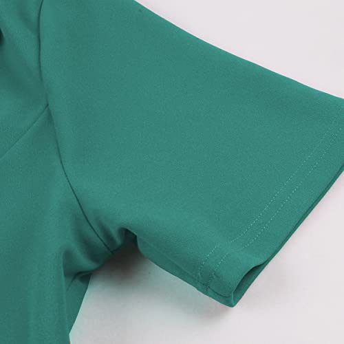 Image of 1950s Dresses for Women Vintage Rockabilly Retro Short Sleeve Tie Midi Dress Cocktail Party Evening Prom Gown