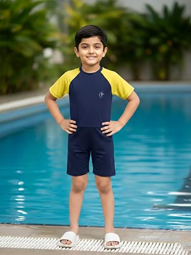 Image of KiddoPanti Boys & Girls Half Sleeve Mid Thigh Length Swim Suit