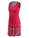 OMEYA WL Women's Summer Casual Loose Mini Dress Print Pleated Sleeveless Sundress A-Line Beach Dresses (S, Rose Red)