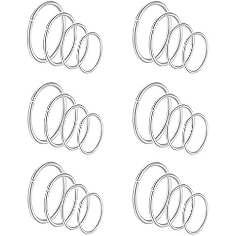 Masedy 24Pcs 20G 316L Stainless Steel Nose Rings Hoop Tragus Cartilage Helix Piercing Lip Septum Ring Silver Bendable Cover