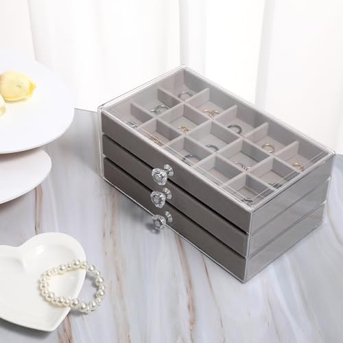 Boîte à bijoux en acrylique à 3 tiroirs et 45 compartiments - 6