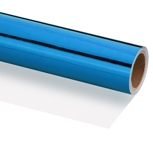 Papier cadeau bleu mat 120 GSM épais qui ne se déchire pas pour grands paquets de Noël