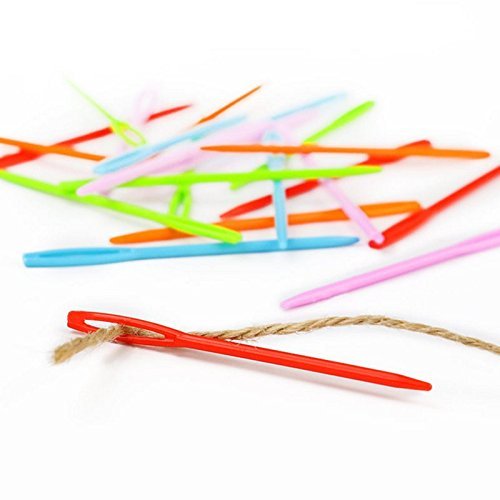 200pcs Plastic Sewing Needles, iFergoo 3.5" Colorful Large Eye Crafts Needles and 2.75" Kids Safety Learning Needles for DIY Sewing Handmade Crafts, Kid Weave Education (200pcs in 10 Colors) — view 6
