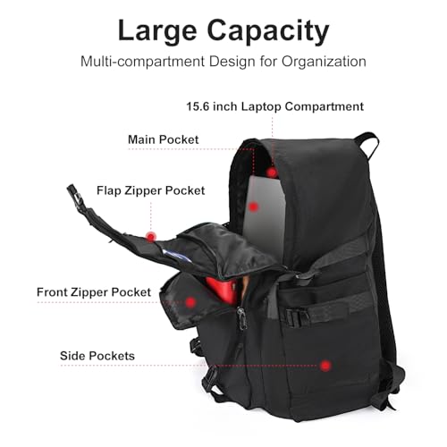 Casual Daypack Backpack with 15.6-inch Laptop Compartment for Men and Women, Water Resistant Laptop Backpack, Lightweight Large Capacity Travel Backpack, Black2