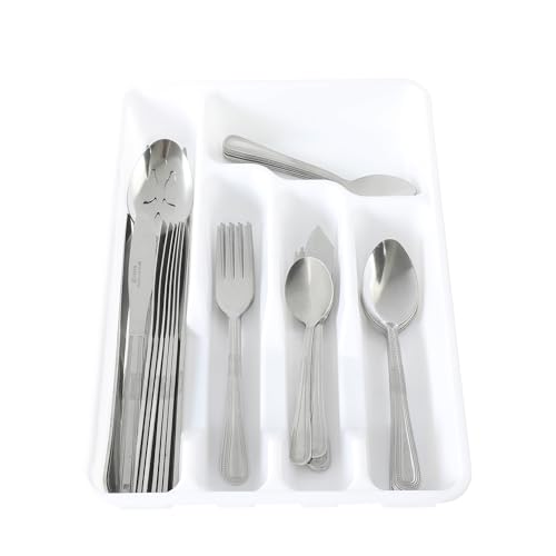 Image of Gibson Home Aston 45-Piece Stainless Steel Flatware Set with Tray and Serving Utensils - Silverware Service for 8