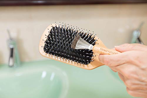 GranNaturals Hair Brush Cleaner - Rake Design for Pick Cleaning & Detangling Combs & Bristle Brushes - Durable Metal Wires, Ergonomic Wooden Handle - Quick Hair, Dust & Lint Remover Tool for Brushes