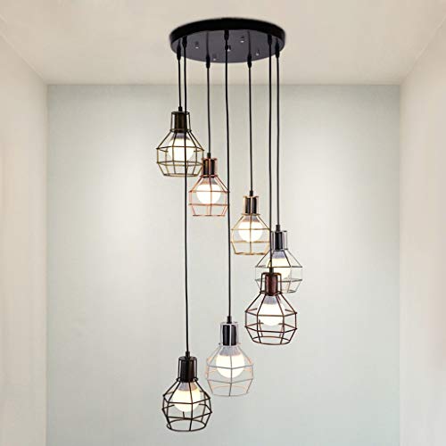 Chandelier escalier duplex industriel en métal et suspension vintage loft pour grand salon