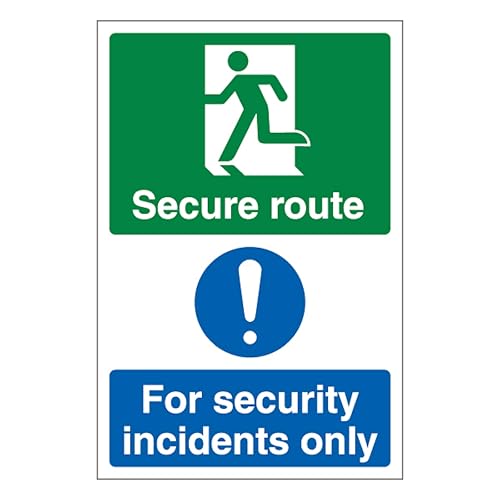 Panneau de sécurité autocollant V Safety Secure Route Left en vinyle portrait 400x600 mm