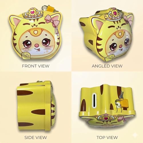 Image of Sajani Cute Cartoon Creative Portable Piggy Bank, Money Saving Box with Combination Lock, Mini Coin Bank Gifts for Boys and Girls, Best Return Gifts for Kids (Pack of 1) (Tiger - Yellow)