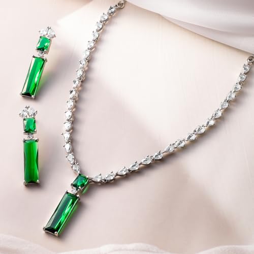 Image of Rubans Necklace Set American Diamond Zirconia Jewellery Gift for Women & Girls