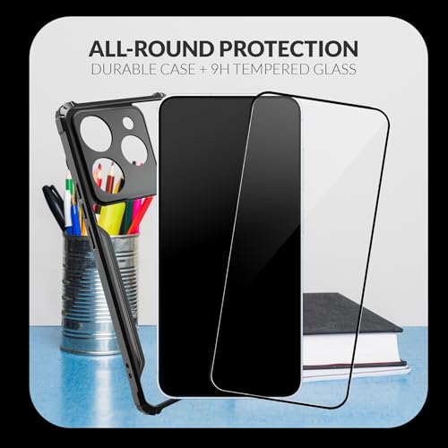 Image of Back Cover Case + Screen Protector for Realme Narzo 90 5G | Transparent & Black Mobile Phone Back Case Cover for Realme Narzo 90 5G | Camera Protection | TPU & PC Black Back Cover Case