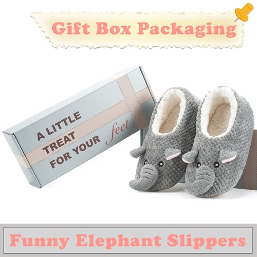 Image of The Metluks Cute Animal House Slippers, Warm Fuzzy Slipper Socks with Grippers Non Slip, Cozy Funny Gifts