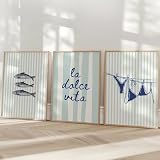 Xiyocadt 3-teiliges Poster, La Dolce Vita Sardines Bikini - 