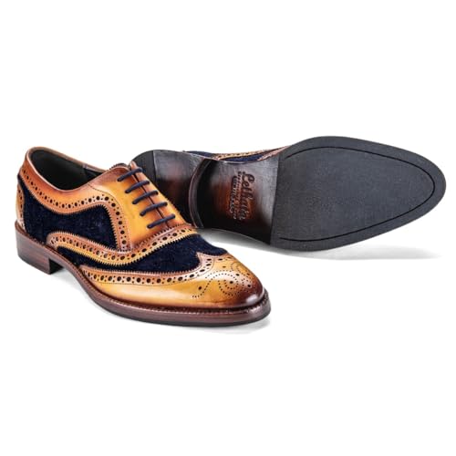 Image of Lethato Wingtip Brogue Oxford Handcrafted Men's Genuine Leather Lace up Dress Shoes