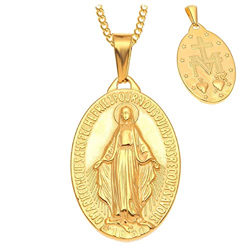 BOBIJOO Jewelry - Pendentif Collier Médaille Vierge Marie Miraculeuse Acier Plaqué Doré Or Chaîne