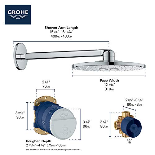 Grohe 26502000 Rainshower 310 Smartactive 2 Spray Shower Head Set, Starlight Chrome #TOP3