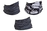 Hilltop 3 x Motorrad Multifunktionstuch, Schlauchtuch, Sport-Halstuch, Bandana / 3-er Set in ausgewählten Designs, 3er Set/Farben:grey selection