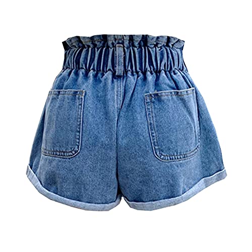 Moru Toddler Baby Girls Casual Denim Shorts Summer High Waisted Jeans Short (Blue, 12-24 Months) #TOP1
