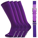 Youper Youth Baseball/Softball Belt & Socks Combo Set (2 Pairs of Socks & 1 Belt) (Purple, Youth - Small)