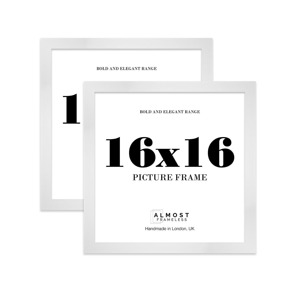 16x16 Photo Frame, Display 16x16" Pictures (22.9 x 15.2cm) Picture Frame for wall Display - White - 2 Pack