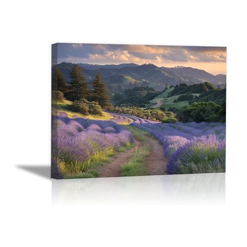 Paysage de terres agricoles en tableau pour une décoration de salon chaleureuse