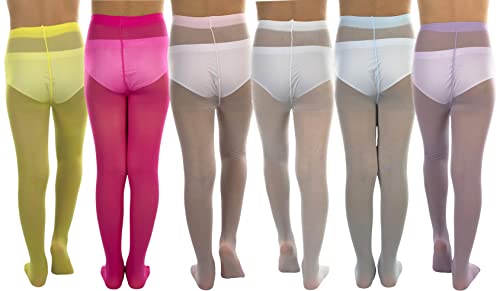 ToBeInStyle Girls to Junior Pack of 6 Opaque Nylon Tights Pantyhose Age: 1-12 Years Old2