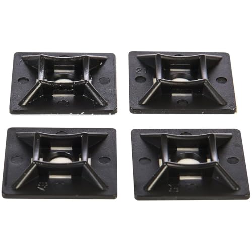 GTSE 100 Pack Black Zip Tie Mounts, 1' Adhesive Mounting Squares, Cable Tie Mount, Cable Clips...
