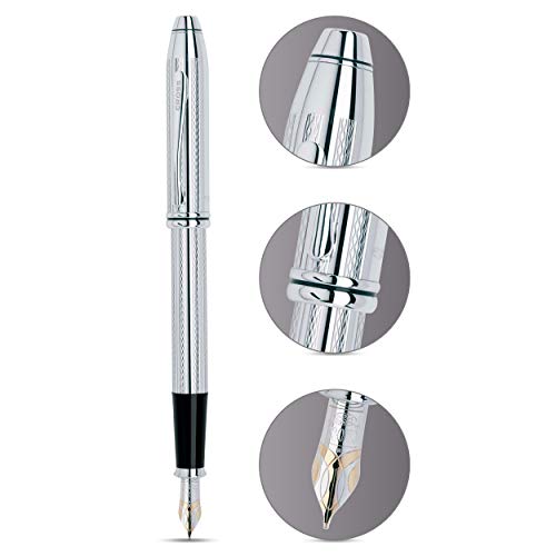 Cross Townsend Refillable Fountain Pen, Fine Nib, Includes Luxury Gift Box - Platinum-Plate #TOP1