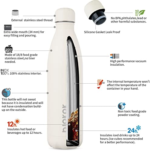Image of BJPKPK 25 oz Insulated Water Bottle, Stainless Steel Flask, Leak Proof