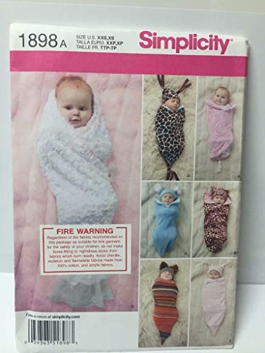 Simplicity 1898 Babies Swaddling Sacks Sewing Pattern, Size A (XXS-XS)
