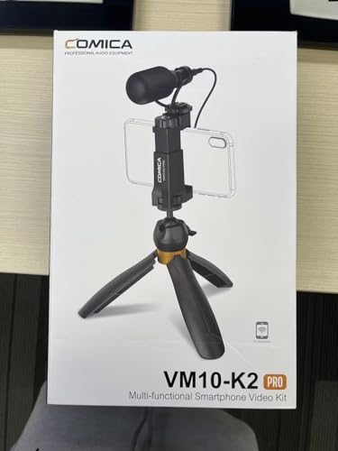 comica CVM-VM10-K2 PRO Microfone para smartphone com mini tripé, microfone shotgun de vídeo para iPh