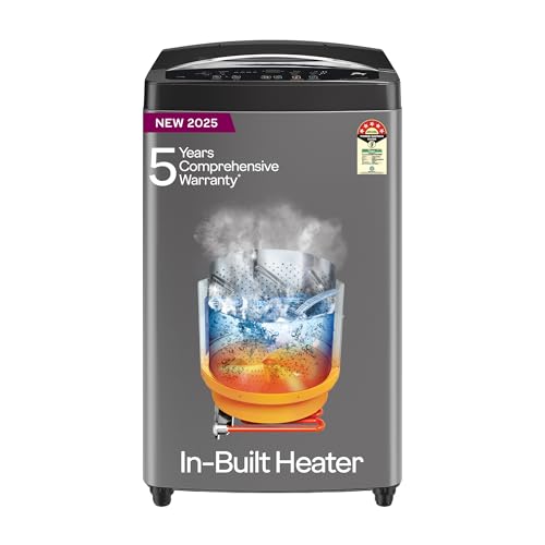 Image of Godrej 7.5 Kg 5 Star, AI Powered, Inbuilt Heater, Fills Tub At ~0 Water Pressure, Fully Automatic Top Load Washing Machine (WTEON ALP 75 5.0 FDAG GPGR, Graphite Grey)