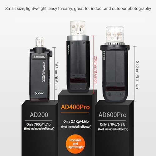 Ficha técnica Godox AD400 Pro AD400Pro Flash estroboscópico para Exteriores 400W 2.4G TTL 1/8000 HSS Monolight 0.01-1s Reciclaje 30W LED Lámpara de Modelado - Fernando Cortés