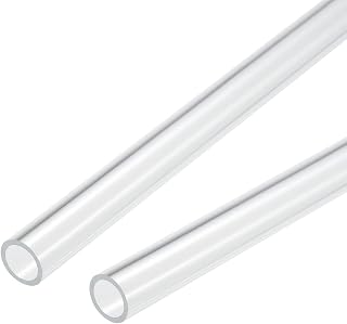 MECCANIXITY Acrylic Pipe Clear Rigid Round Tube 12mm ID 15mm OD 10" for Lamps and Lanterns, Water Cooling System 2pcs