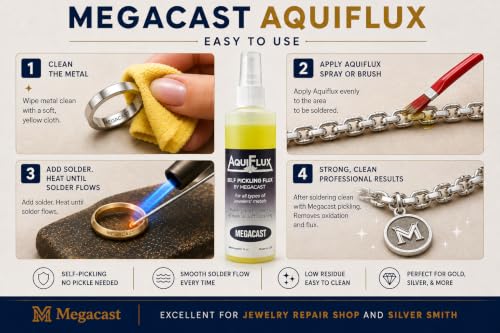 Image of Aquiflux Self Pickling Flux for Precious Metals Gold Silver Jewelry and Hard Soldering 8 Oz Megacast (275 ml)