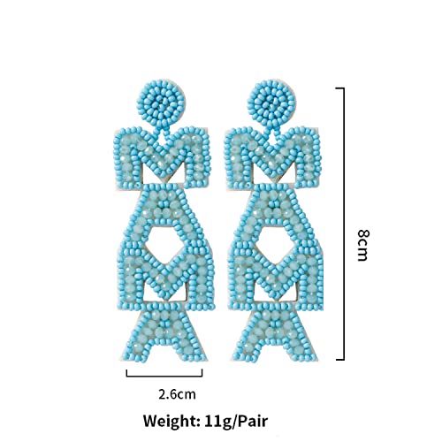 Beaded MAMA Dangle Earrings Shiny Sequins Rhinestone Mother’s Day Earrings Birthday Holiday Mom Jewelry Gifts2