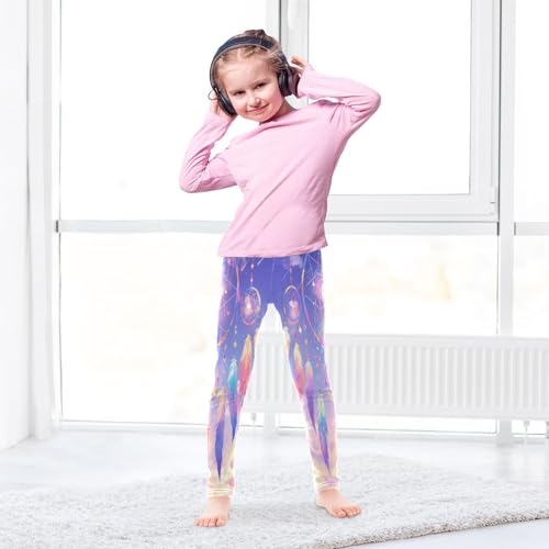 Fantasy Dream Catcher Colorful Feather Girls Casual Leggings for Kids Printed Long Pant Bottoms Stretch and Soft4