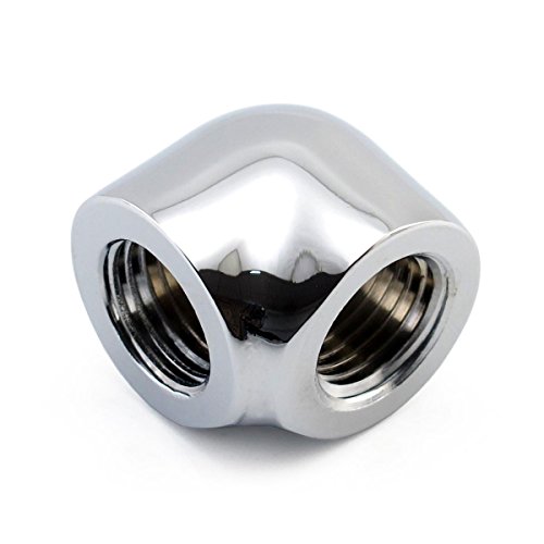 XSPC G1/4インチ メス-メス 90° エルボー継手 クローム