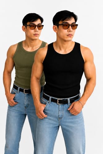 Image of Rockwell Men's Premium Cotton Vest - Sleeveless Gym Undershirt | Breathable, Stretchable & Skin-Friendly Innerwear for Everyday Comfort | Pack of 2 | 302