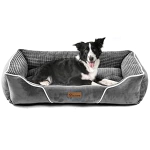YITAHOME Hundebett für Hunde mittlerer Größe, Hundekissen,Hundebetten, 76x61cm, rutschfeste Unterseite Hundesofa,grau