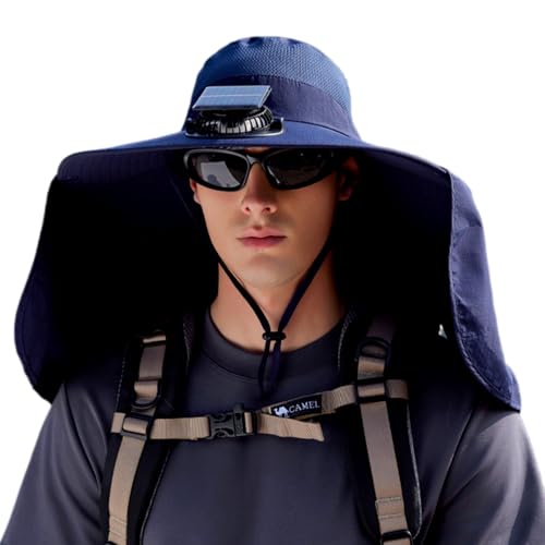Chapeau ventilateur solaire rechargeable USB homme protection solaire large bord