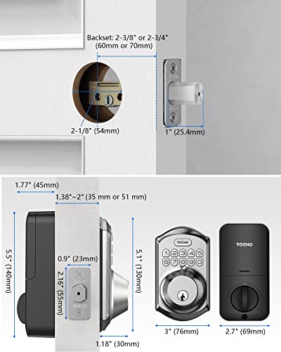 Teeho Keyless Entry Electronic Door Locks With Keypads - Smart Deadbolt Lock - Front Door Lock Set With Door Handle - Auto Lock - Easy Installation #TOP4