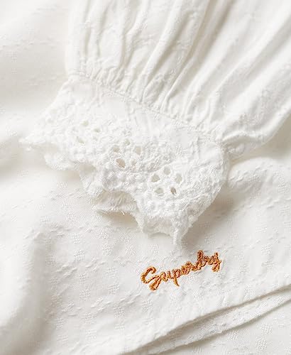 Superdry Femme Haut Tissé à Liseré en Dentelle Crème - vue 4