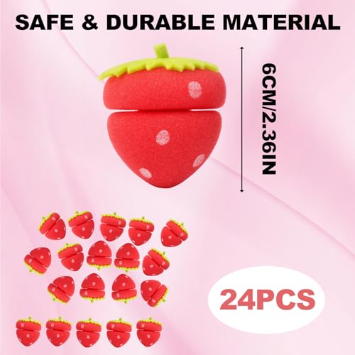 24 Stück Lockenwickler Kurze Haare, Erdbeer Lockenwickler Für Heatless Curls Kurze Haare, Kleine Für Salon-Level Locken Ohne Hitze, Ideal Für Reisen Und Nächtliches Styling