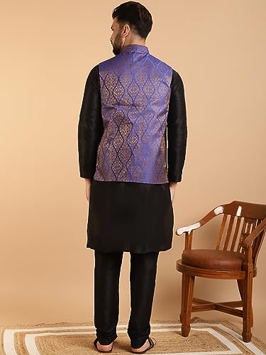 Image of SOJANYA (Since 1958 Men's Silk Blend Kurta Pyjama & Nehru Jacket Combo