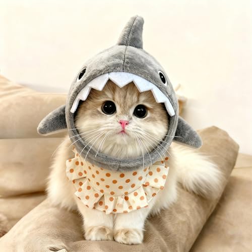 Sombrero de gato con forma de tiburón ajustable para disfraces y fotos 5