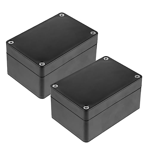 NUOBESTY 2 Piezas caja impermeable instrumento unión recintos electrónica enchufe externo impermeable cajas recinto del proyector al aire caja eléctrica de plástico plastico abs Negro
